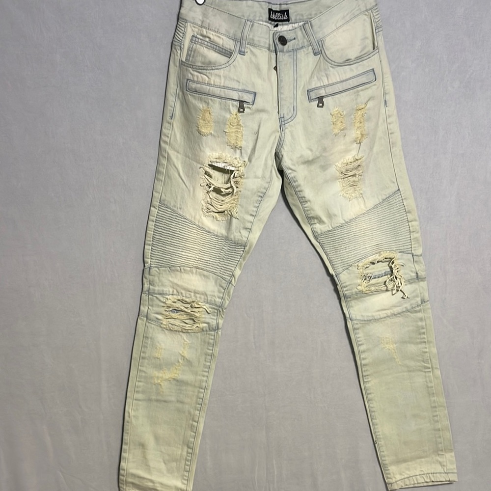 Embellish Distressed Biker Jeans